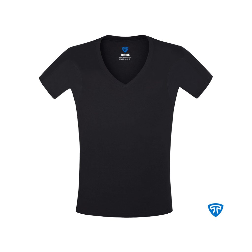 زیرپوش ضد تعریق یقه هفت باز مردانه مشکی تاپیک