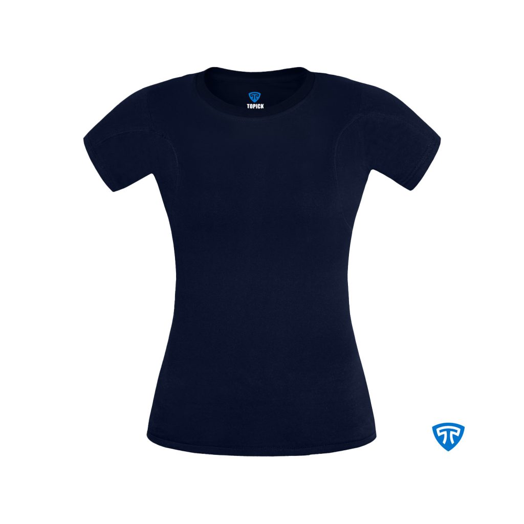 تیشرت ضد تعریق یقه گرد زنانه سورمه ای تاپیک