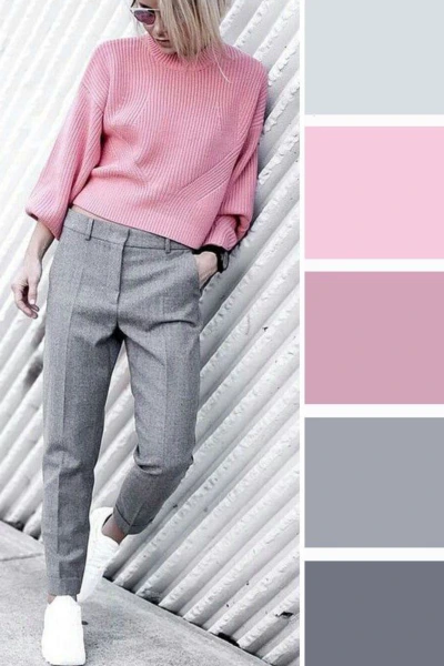 رنگ طوسی با چه رنگی ست میشه؟ مکمل رنگ طوسی در لباس زنانه 3