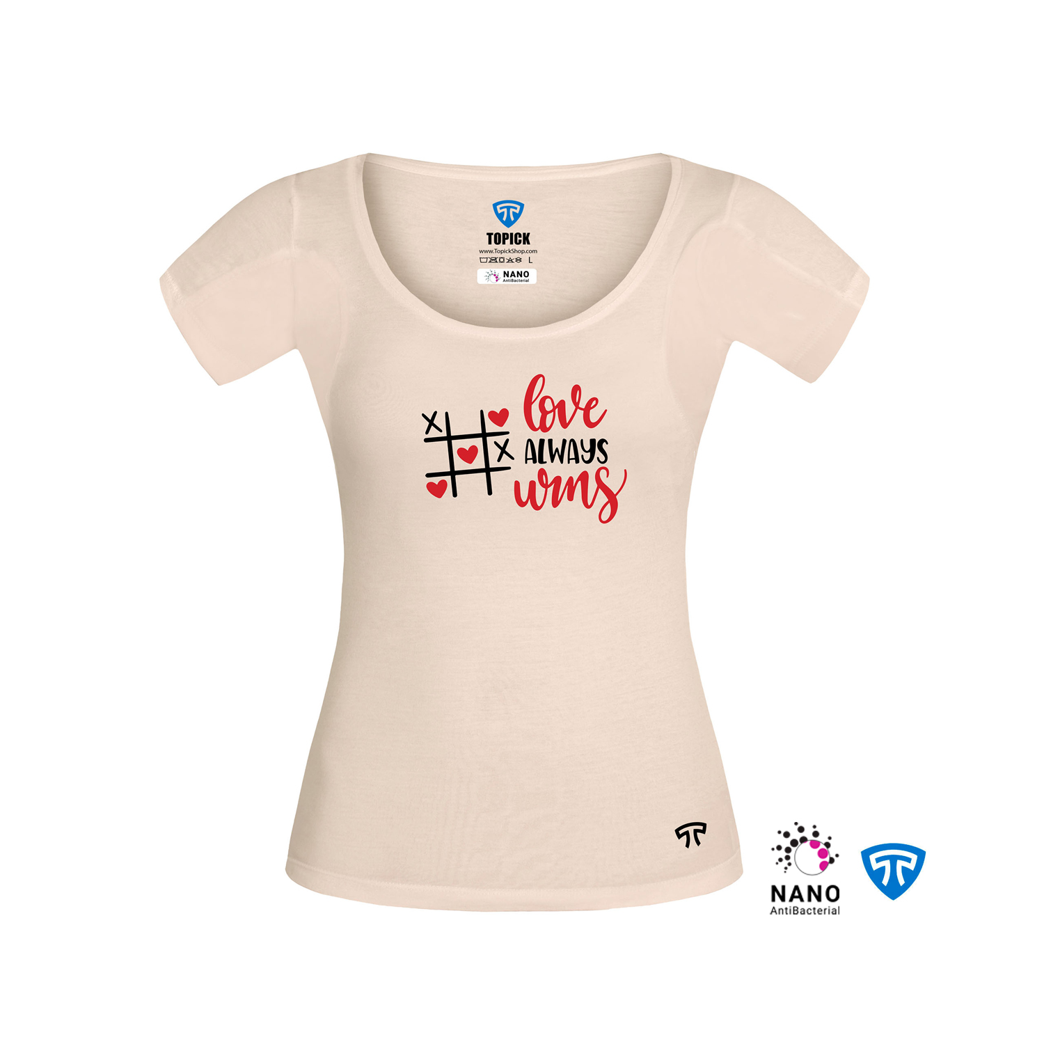 تیشرت_نانو_آنتی_باکتریال_ضدتعریق_مودال_زنانه_کرم_طرح_جدول_عشق