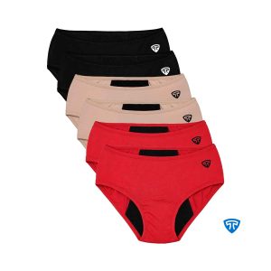 شورت پد شورتکس ارغوان تاپیک مناسب دوران قاعدگی پریودی در سه رنگ کاربردی قرمز و مشکی و کرم