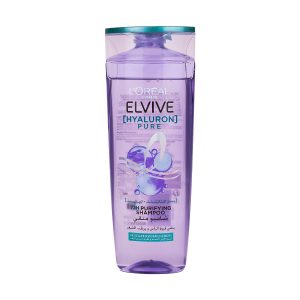 خرید پک دوتایی شامپو لورآل Elvive Hyaluron Pure؛ کنترل چربی پوست سر تا 72 ساعت، آبرسان ساقه مو، مناسب ریشه‌های چرب. L’Oréal Elvive Oily Hair