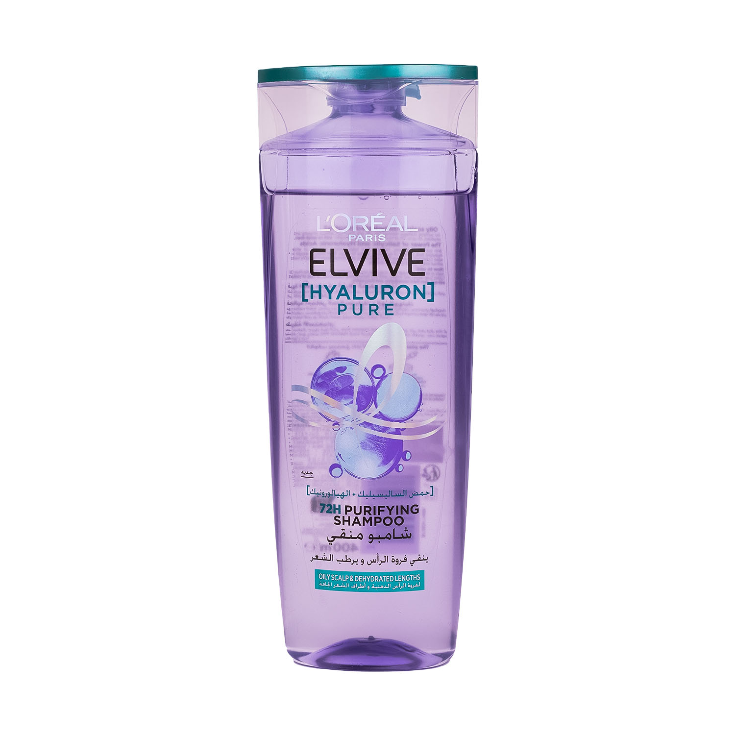 خرید پک دوتایی شامپو لورآل Elvive Hyaluron Pure؛ کنترل چربی پوست سر تا 72 ساعت، آبرسان ساقه مو، مناسب ریشههای چرب. L’Oréal Elvive Oily Hair