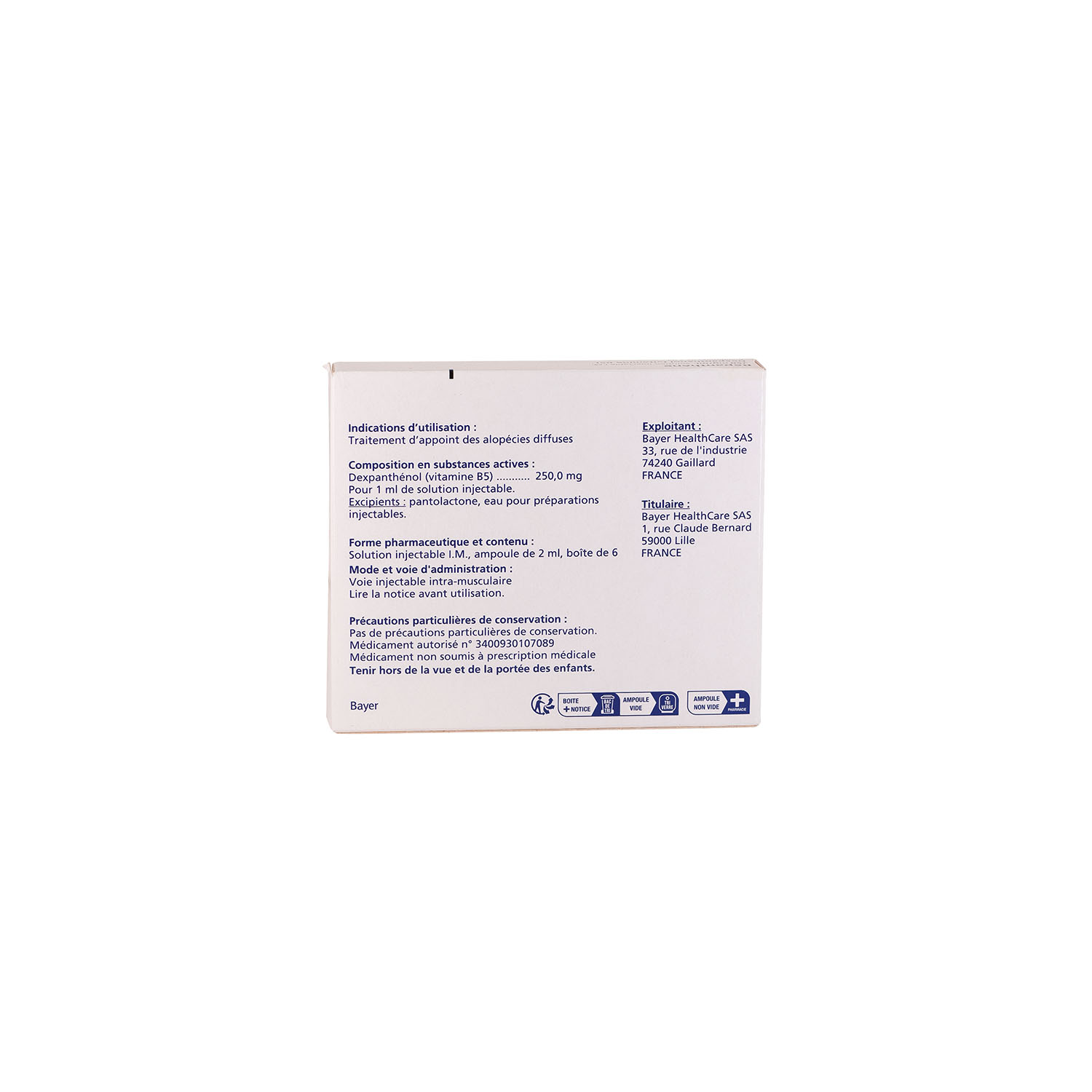 پک آمپول بیوتین و بپانتین بایر (تولید فرانسه) Bayer Biotine & Bépanthene Injection Ampoules