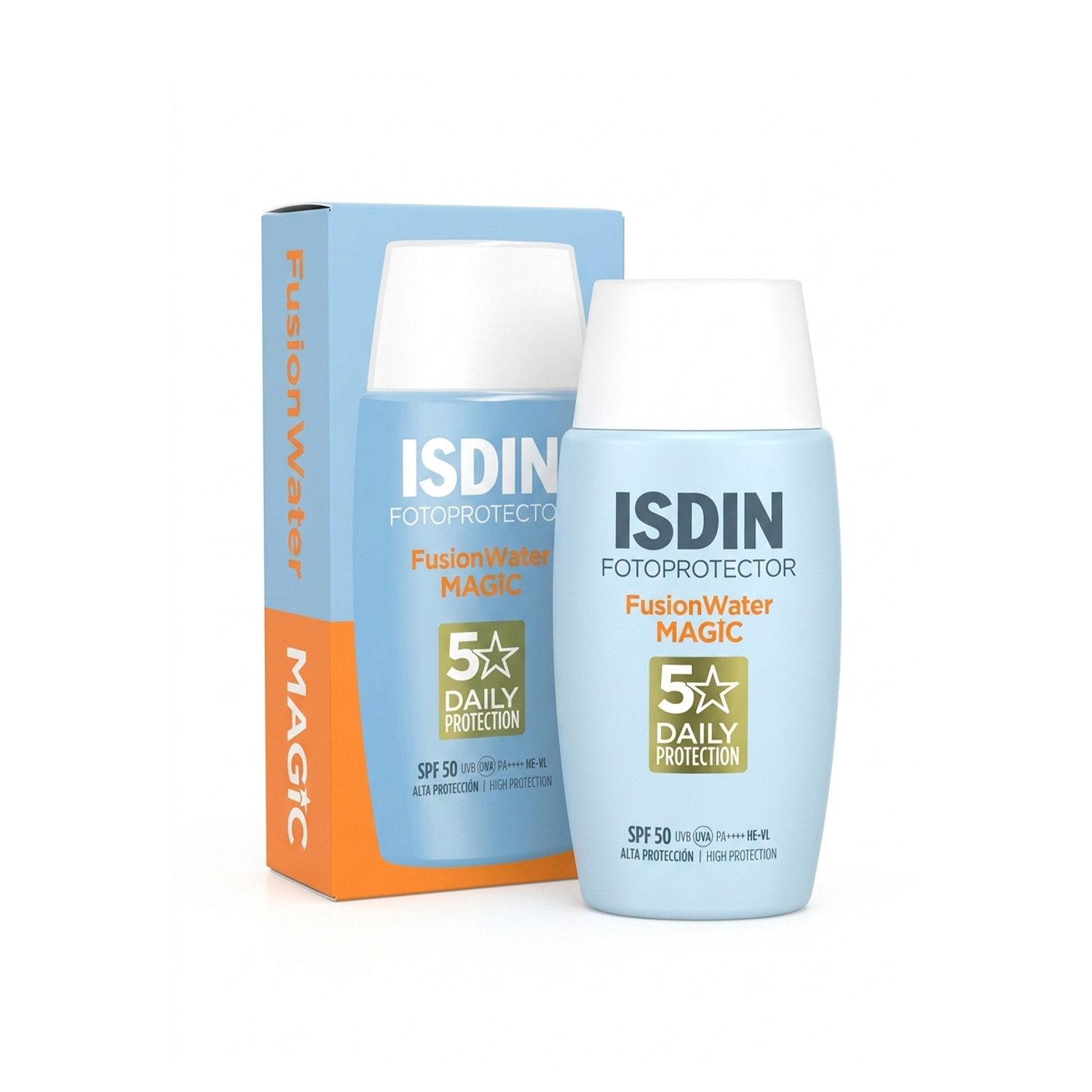خرید ضد آفتاب ایزدین فیوژن واتر مجیک SPF50 | ISDIN Fusion Water MAGIC اصل بافت فوق سبک، جذب سریع، بدون سفیدک و مناسب پوست