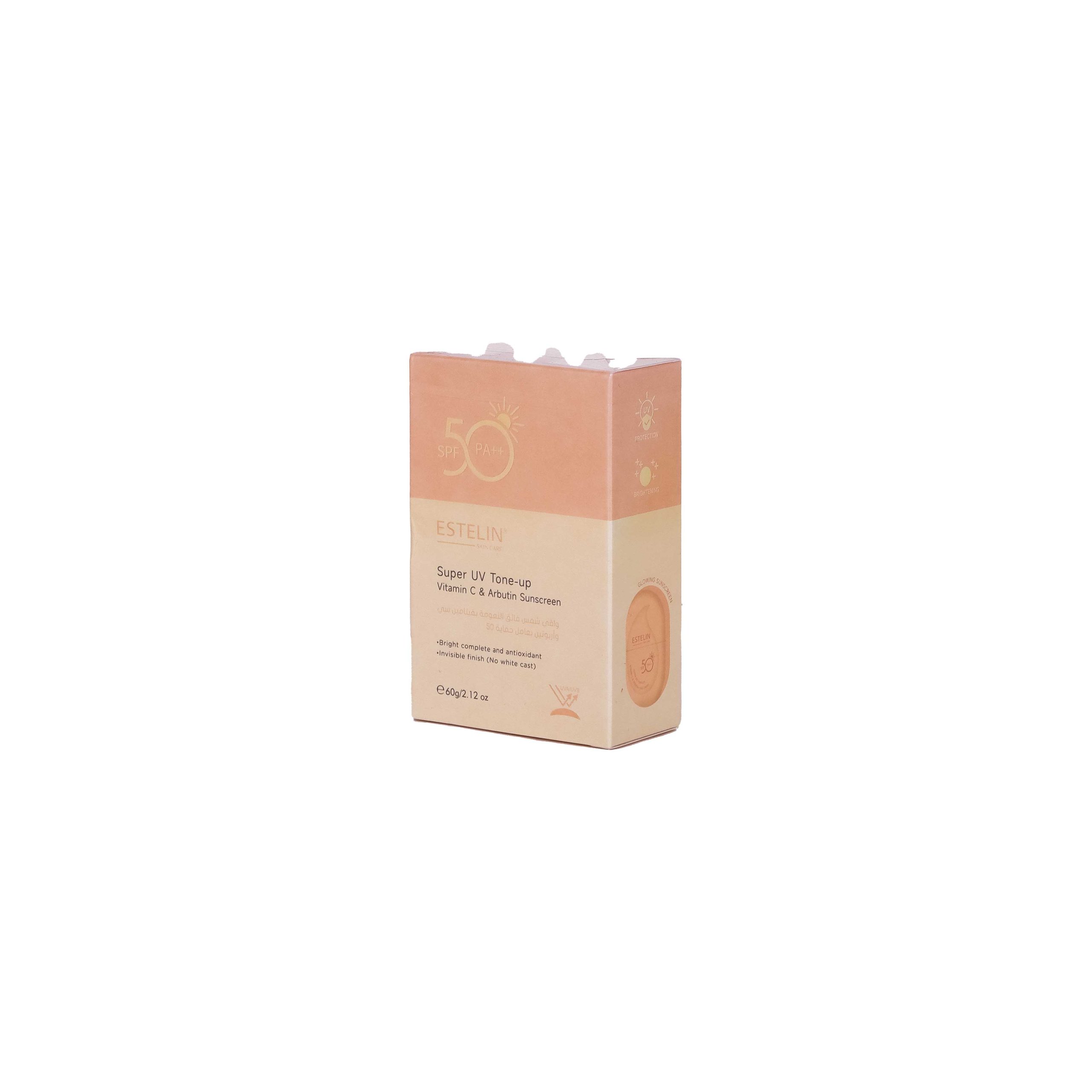 خرید ضد آفتاب استلین Super UV Tone-up با ویتامین C و آربوتین؛ SPF 50 PA+++، اثر روشنکننده، بدون رد سفید و مناسب استفاده روزانه.