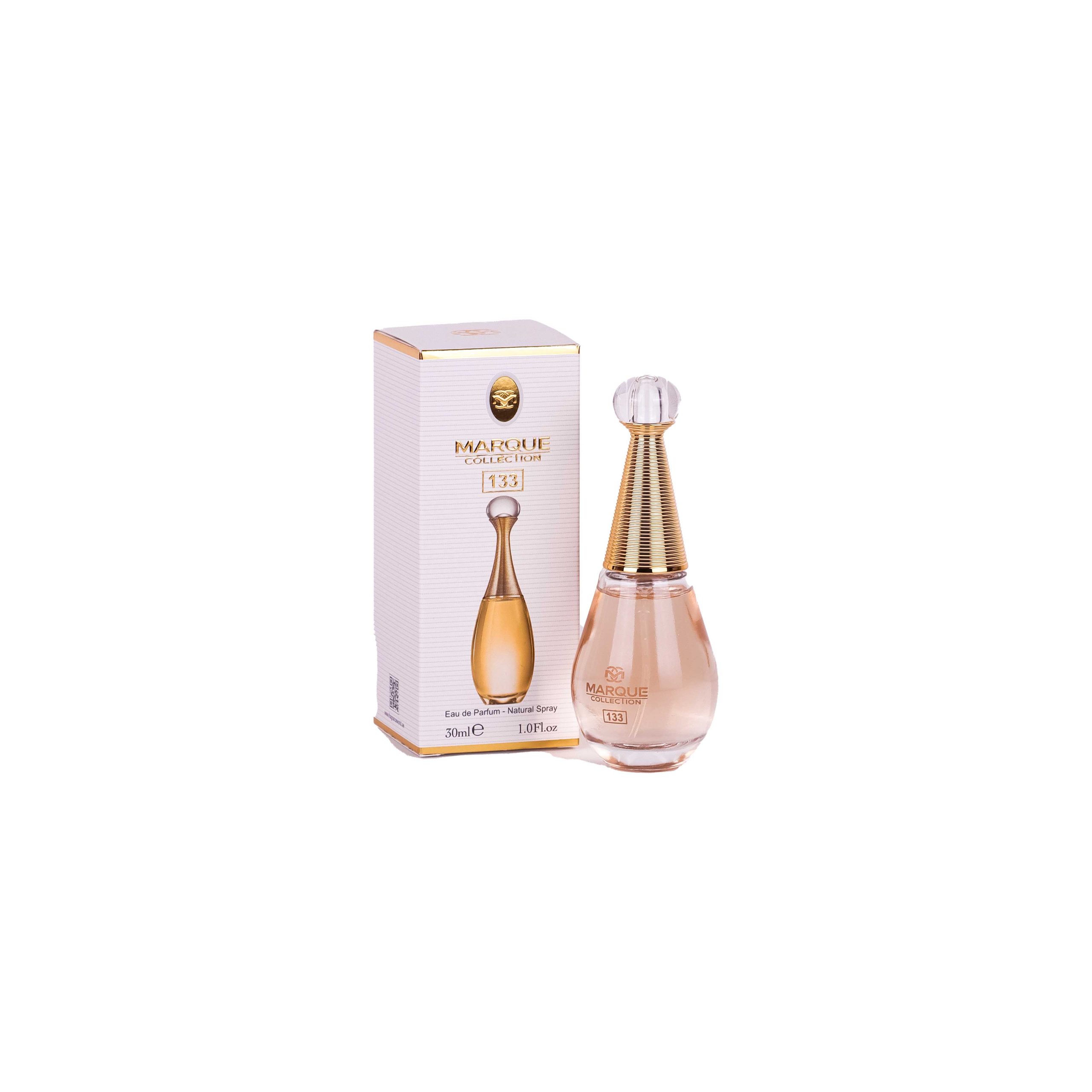 ادو پرفیوم مارک کالکشن 133 با طراحی شیک، رایحهای لطیف و زنانه و حجم 30 میلیلیتر. مناسب استفاده روزانه، هدیه و همراه داشتن در کیف.