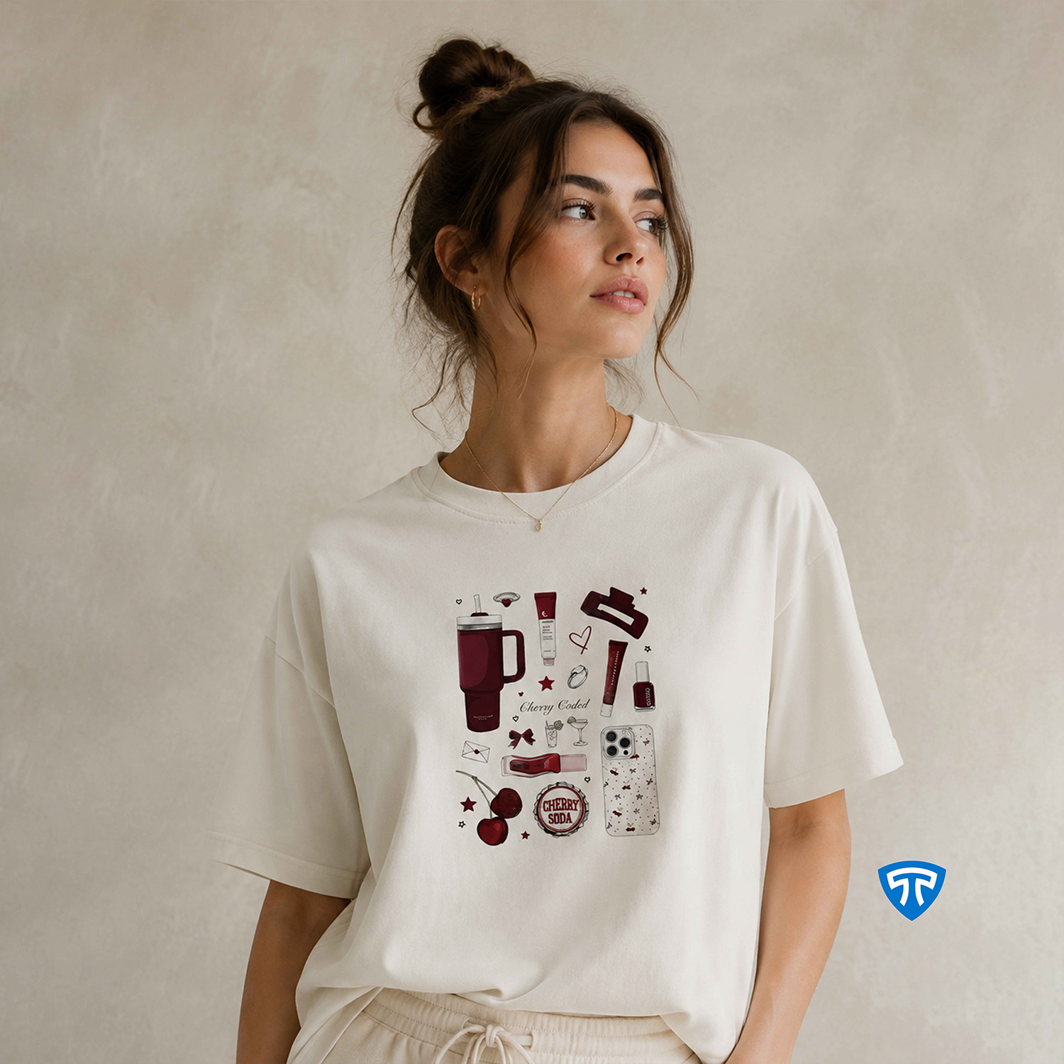 تیشرت بیسیک طرح دار زنانه