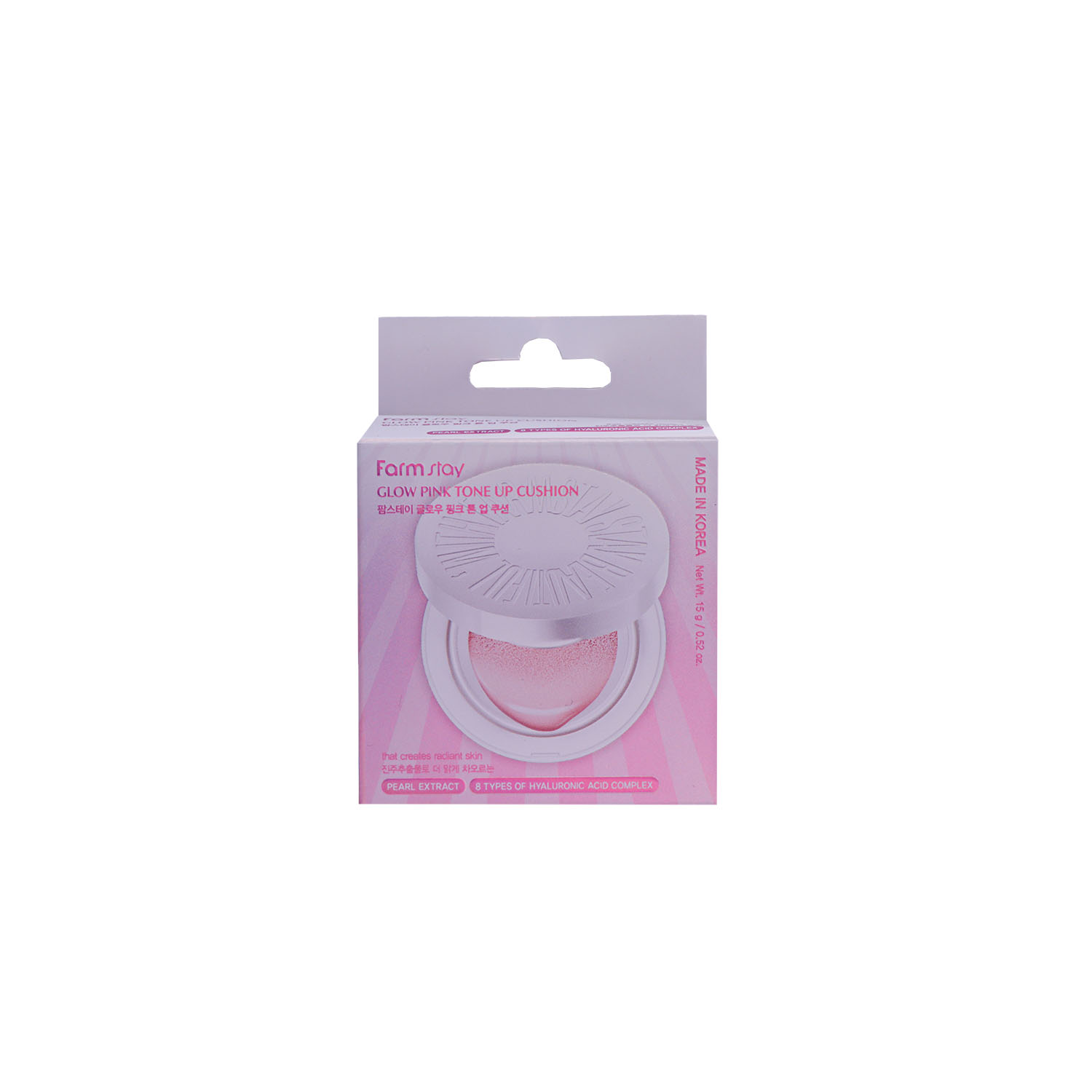 کوشن فارم استی، کوشن صورتی فارم استی، کوشن تون آپ فارم استی، خرید کوشن کره ای، Farmstay Glow Pink Tone Up Cushion.